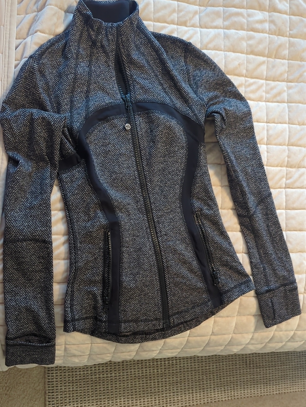 Lululelmon Women’s Gray Herringbone Zip-Front Jacket